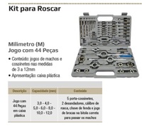 Kit para Roscar  em MM com 44 peças