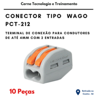 10 Conector Tipo Wago Borne Emenda 2 Fios Pct-212